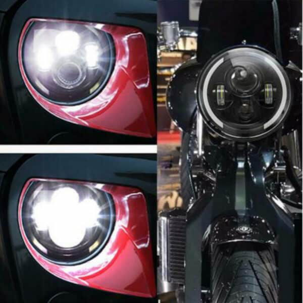 Faro Proiettore LED per Moto, Auto, Fuoristrada da 7" pollici Hi-Lo Rotondo compatibile con Jeep Wrangler, Defender - Certificato DOT, SAE, E9 2
