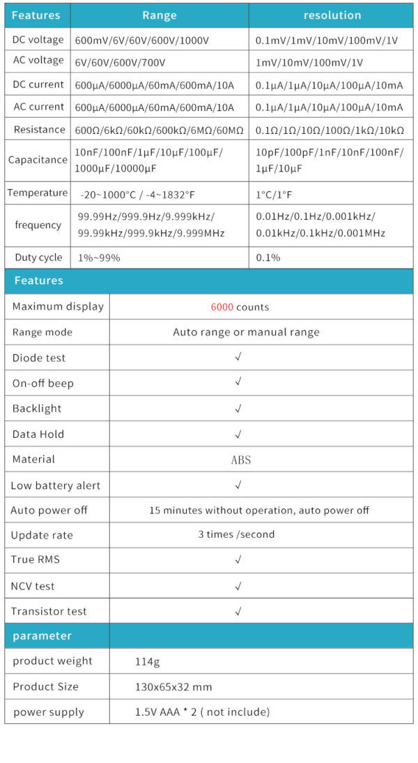 BSIDE ZT102A Multimetro Digitale EBTN LCD True-RMS AC/DC Tensione Corrente Temp Ohm Frequenza Resistenza diodo Tester di Capacità 11