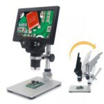 G1200 Microscopio Digitale con Monitor da 7 pollici a colori -1200X 12MP Lente di amplificazione continua con supporto in alluminio