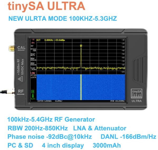 TinySA ULTRA Analizzatore di Spettro Portatile 100 kHz a 5,3 GHz 32GB V0.4.5.1 3
