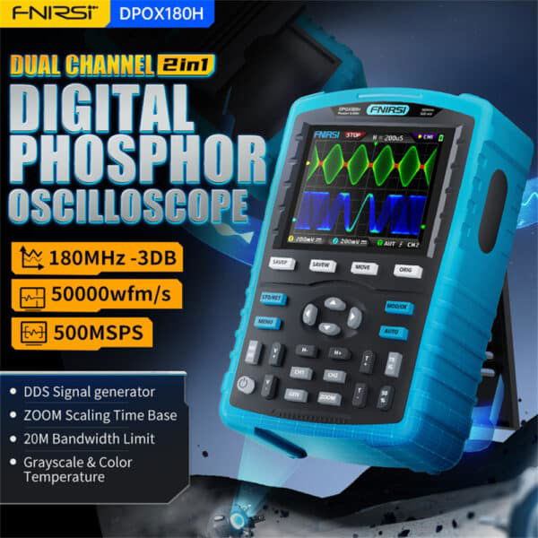 FNIRSI DPOX180H Oscilloscopio Portatile 180MHz -3DB 50000wfms/s con Generator di Segnali 1